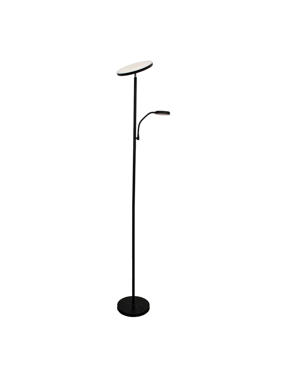 Lámpara de pie led dencel, 30+6 w, 3cct, dimmable, 3000 lm, negra, ø25 x 175 cm
