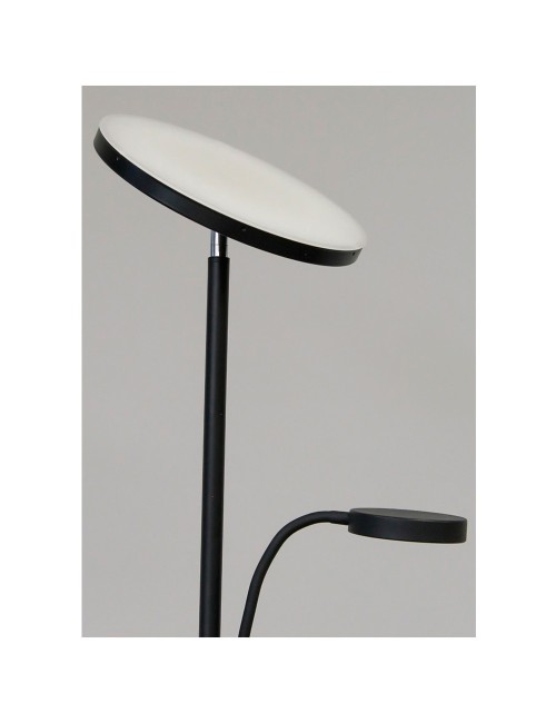 Lámpara de pie led dencel, 30+6 w, 3cct, dimmable, 3000 lm, negra, ø25 x 175 cm