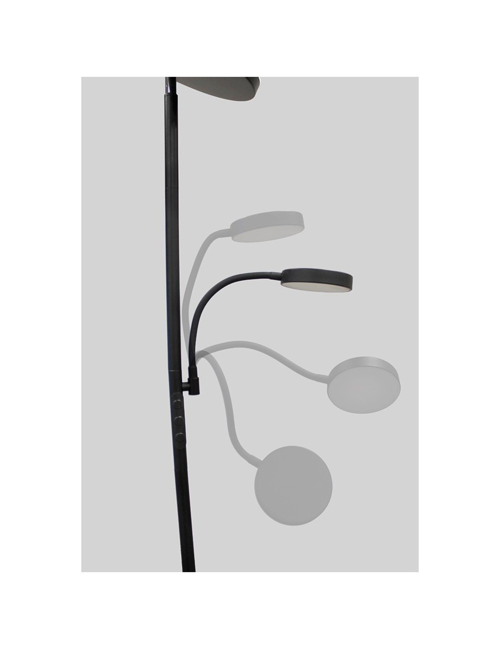 Lámpara de pie led dencel, 30+6 w, 3cct, dimmable, 3000 lm, negra, ø25 x 175 cm