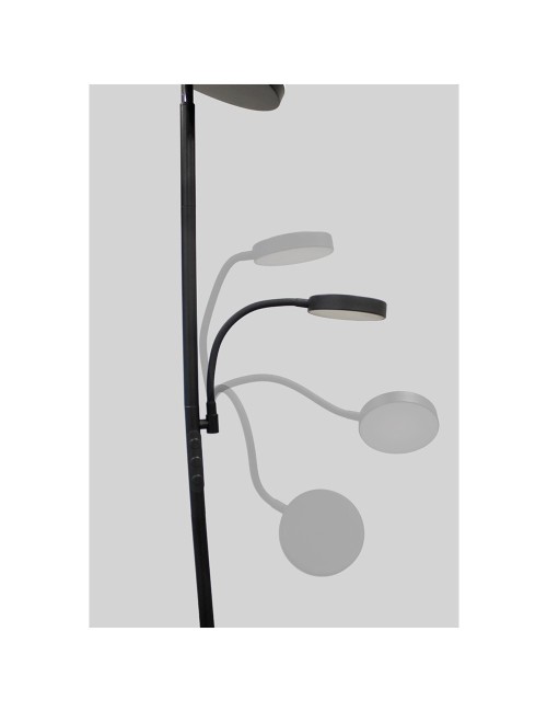 Lámpara de pie led dencel, 30+6 w, 3cct, dimmable, 3000 lm, negra, ø25 x 175 cm