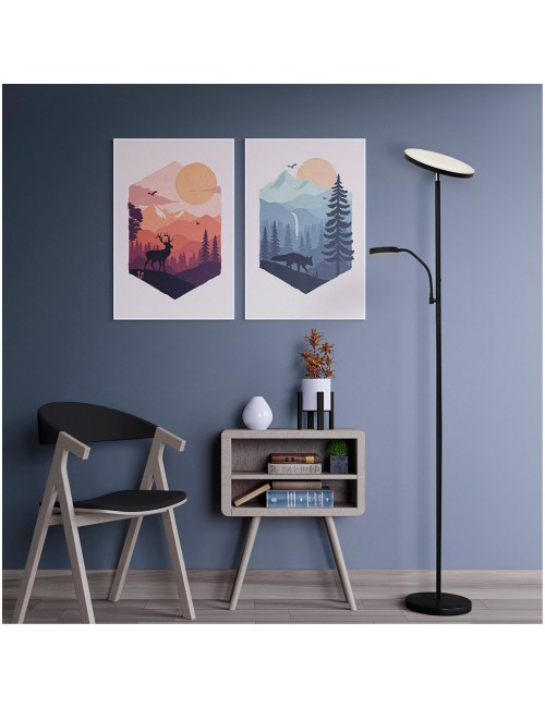 Lámpara de pie led dencel, 30+6 w, 3cct, dimmable, 3000 lm, negra, ø25 x 175 cm