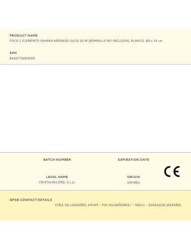 Foco 1 elemento sahara arenado, gu10, 10w (bombilla no incluida), blanco, ø6 x 14 cm
