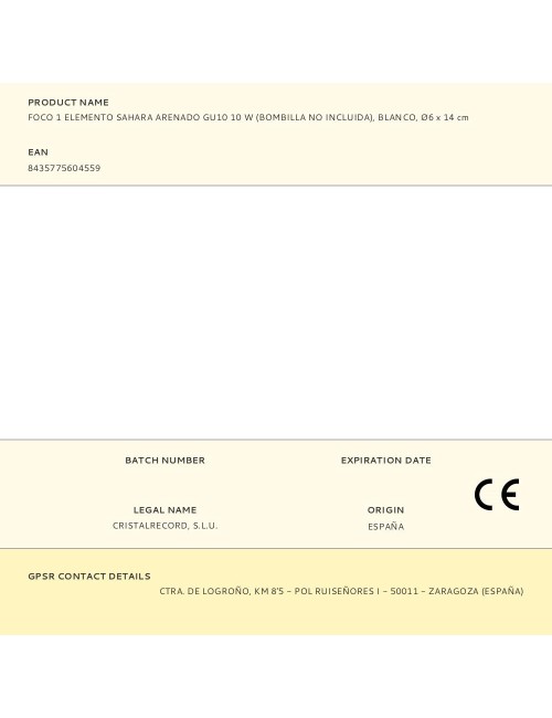 Foco 1 elemento sahara arenado, gu10, 10w (bombilla no incluida), blanco, ø6 x 14 cm