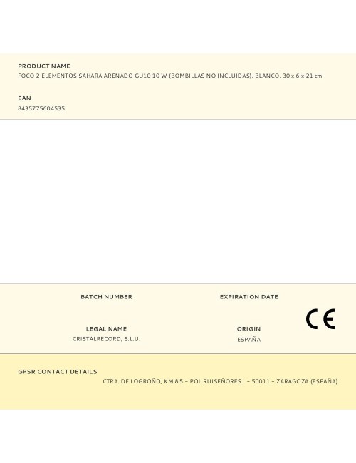 Foco 2 elementos sahara arenado, gu10, 10w (bombillas no incluidas), blanco, 30 x 6 x 21 cm