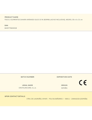 Foco 2 elementos sahara arenado, gu10, 10w (bombillas no incluidas), negro, 30 x 6 x 21 cm