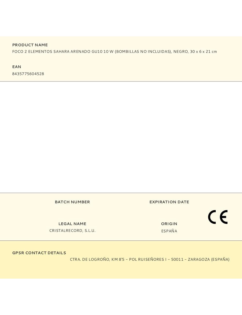 Foco 2 elementos sahara arenado, gu10, 10w (bombillas no incluidas), negro, 30 x 6 x 21 cm