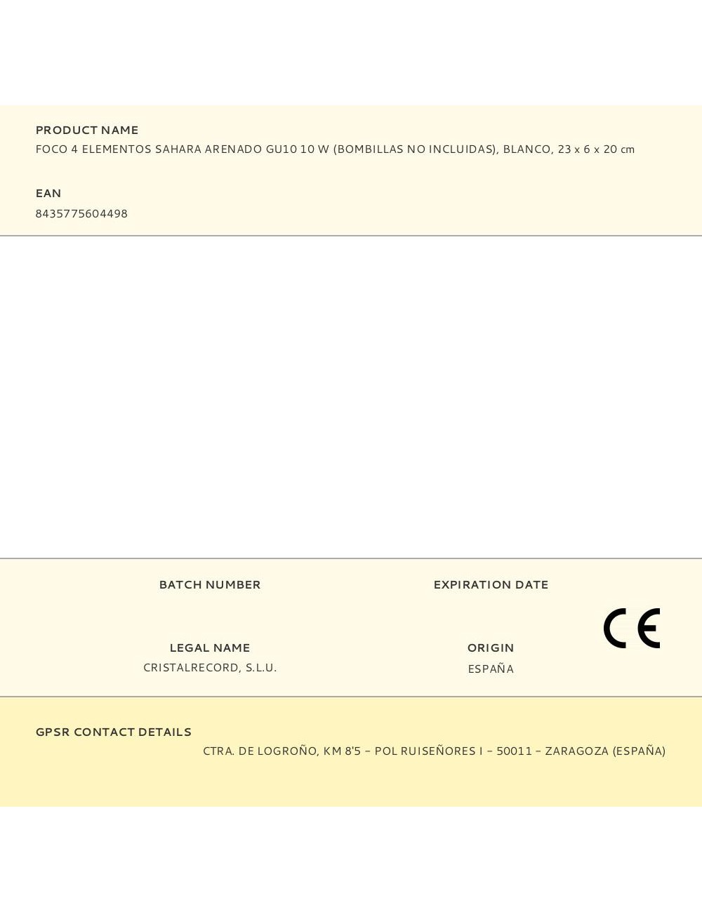 Foco 4 elementos, sahara arenado, gu10, 10w, (bombillas no incluidas), blanco, 23 x 6 x 20 cm
