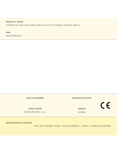 Plafón led circular, charly, 46 w, 3cct, 5060 lm, blanco, ø40 x 7 cm