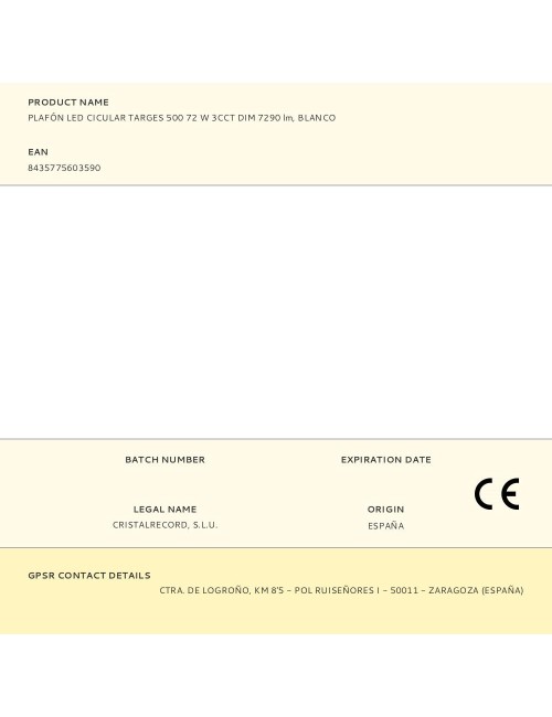 Plafón led circular, targes, 72 w, 3cct, 7290 lm, blanco, ø50 x 6,5 cm