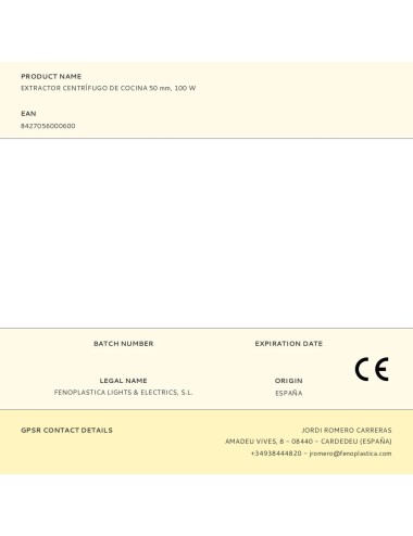 Extractor centrífugo de cocina, chef 50, 106 w