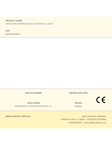 Extractor centrífugo de cocina, chef 60, 136 w