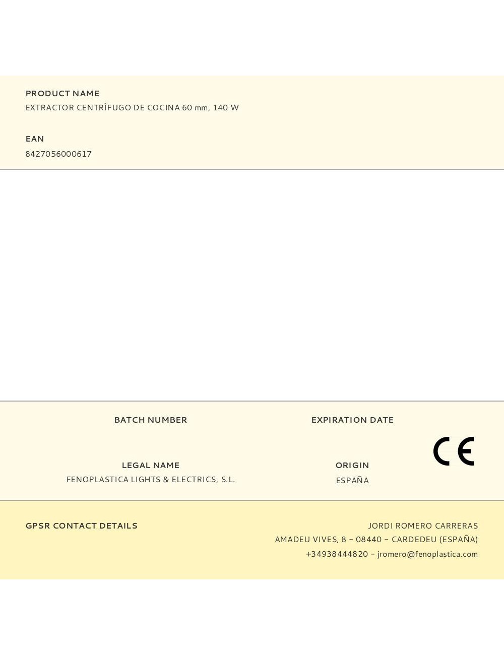 Extractor centrífugo de cocina, chef 60, 136 w