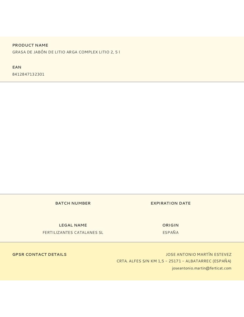 Grasa de jabón de litio, arga complex litio 2, 400 g