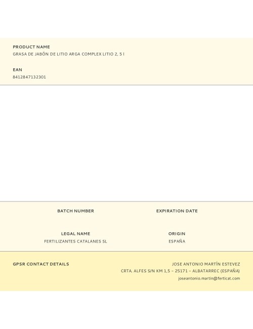 Grasa de jabón de litio, arga complex litio 2, 400 g