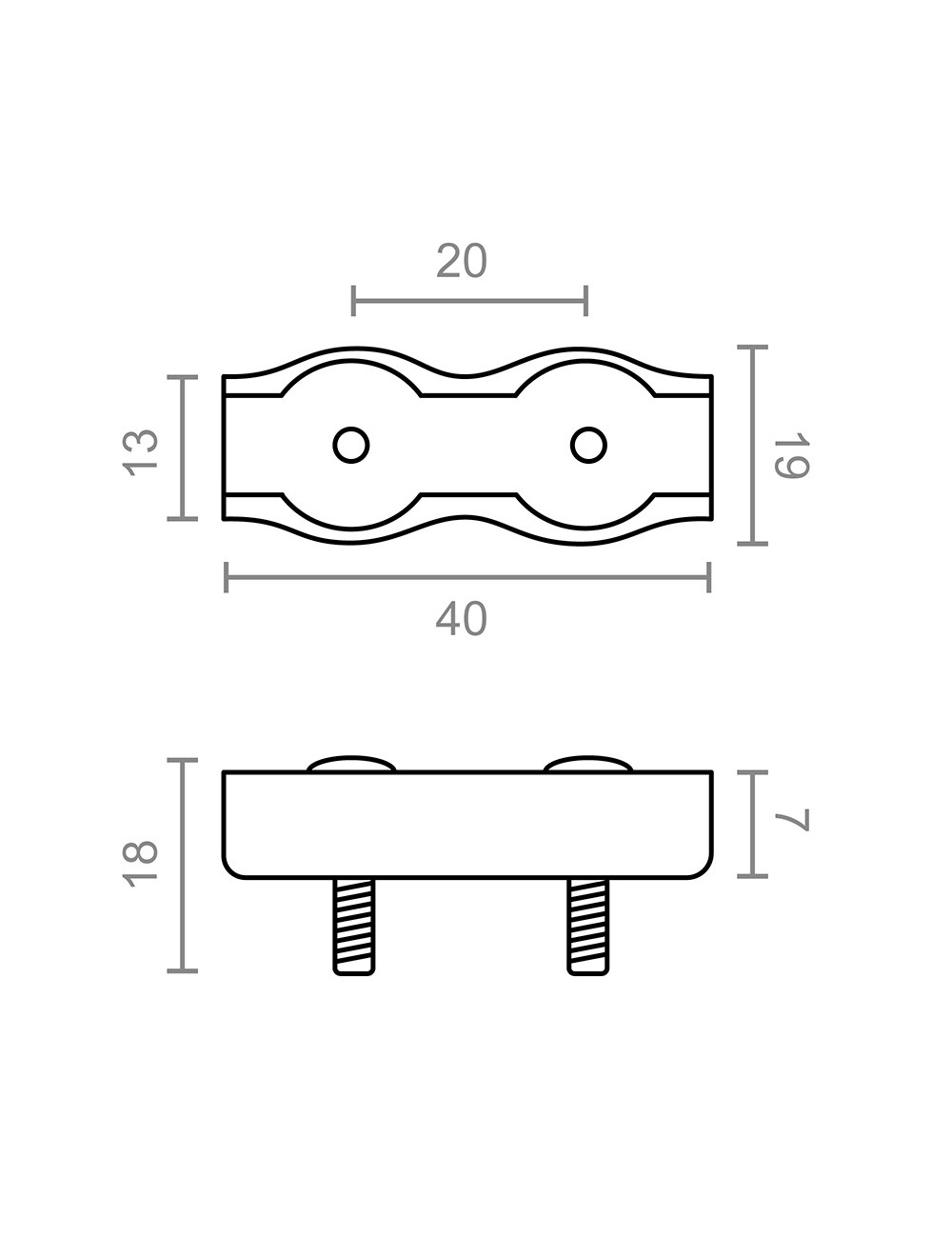 Sujetacable plano doble sjt02, 4 mm, galvanizado, blister 2 uds