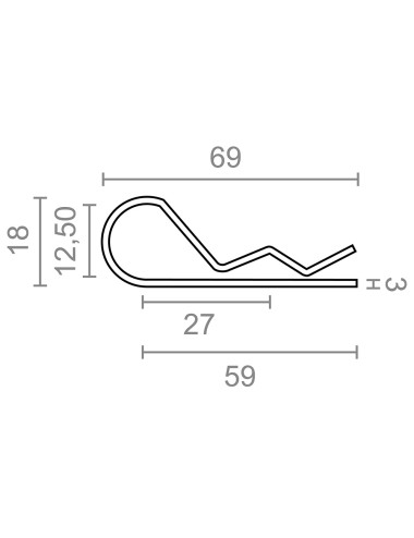 Pasador ps14 forma r, 3 mm, galvanizado, blister 2 uds