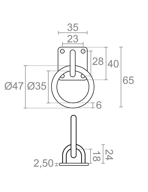 Placa amarre con anilla ap13, 6 mm, inoxidable, blister 2 uds