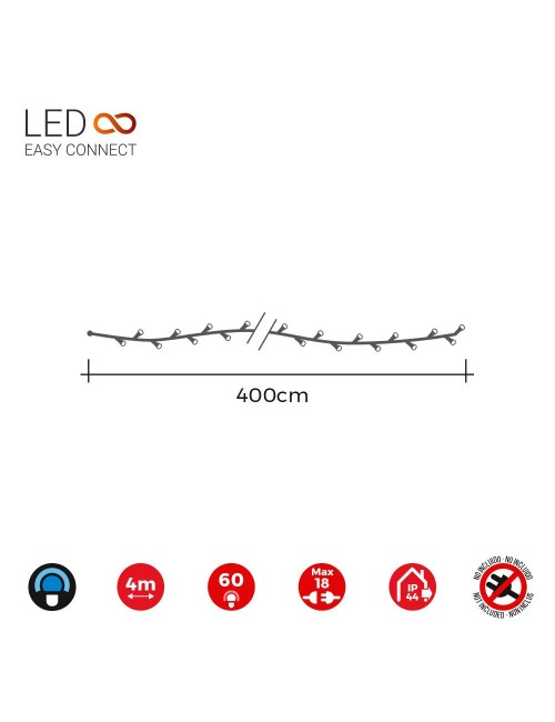 Guirnalda easy-connect 4m 60 leds azul 30v (ip44 interior-exterior) total 1,08w