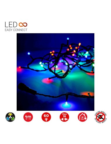 Guirnalda easy-connect 4m 60 leds multicolor 30v (ip44 interior-exterior) total 1.08w