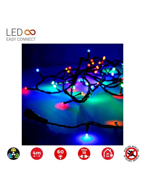 Guirnalda easy-connect 4m 60 leds multicolor 30v (ip44 interior-exterior) total 1.08w