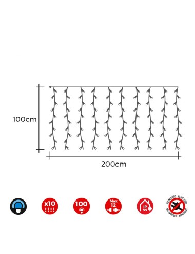 Cortina easy-connect 2x1m 10 tiras 100 leds azul 30v (interior-exterior) total 1,8w