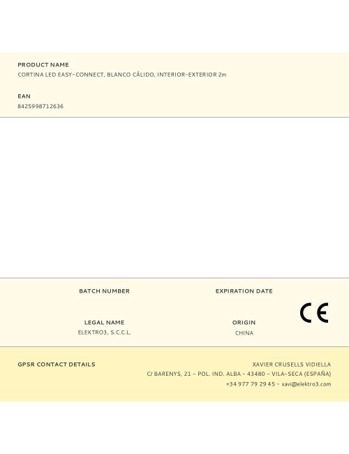 Cortina led easy-connect, blanco cálido, interior-exterior 2m