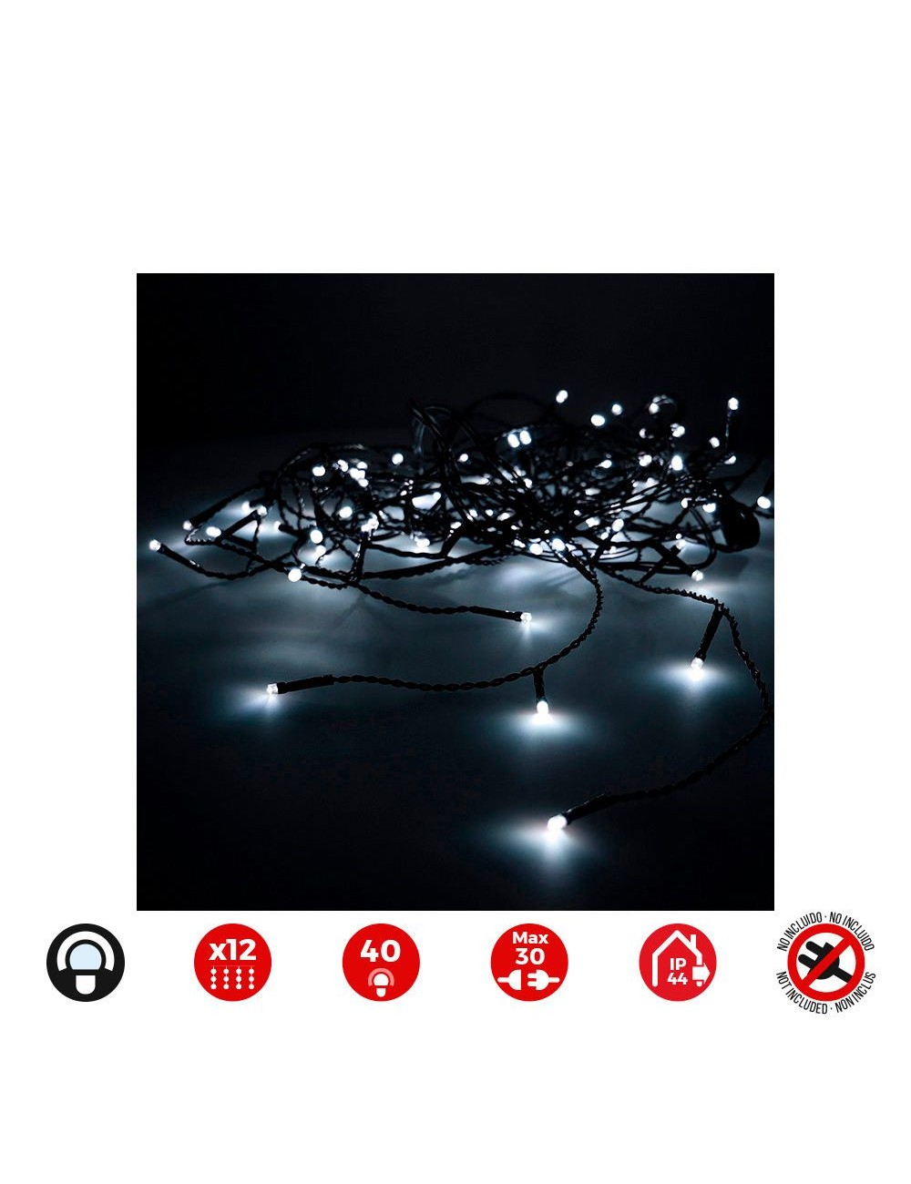 Cortina icicle easy-connect 2x0,5m 12 tiras blanco frío 30v (interior-exterior) total 0,72w
