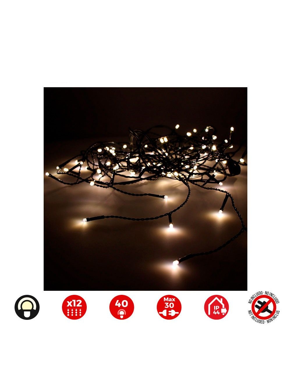 Cortina icicle easy-connect 2x0,5m 12 tiras blanco calido 30v (interior-exterior) edm total 0,72w