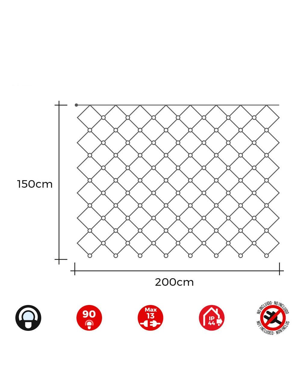 Cortina red easy-connect 2x1,5m 90 leds blanco frio 30v (interior-exterior) total 1,62w