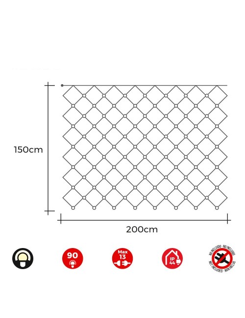 Cortina red easy-connect 2x1,5m 90 leds blanco calido 30v (interior-exterior) edm total 1,62w