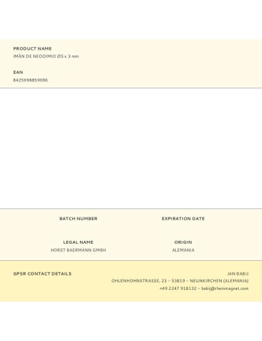 Imán de neodimio ø5 x 3 mm