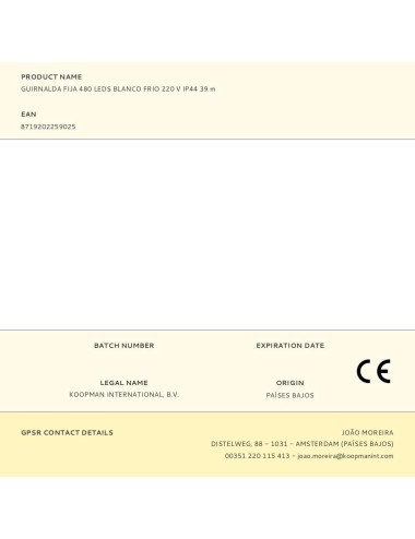 Guirnalda con función fija, uso exterior, blanco frío, 480 leds, 36 m