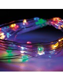 Guirnalda a pilas, función fija, uso interior, multicolor, cable alambre plateado, 40 leds, 195 cm