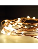 Guirnalda a pilas, función fija, uso interior, blanco cálido, cable alambre cobre, 40 leds, 195 cm