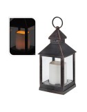 Farol con vela de led, función fija, interior, bronce, 10,5 x 10,5 x 23 cm