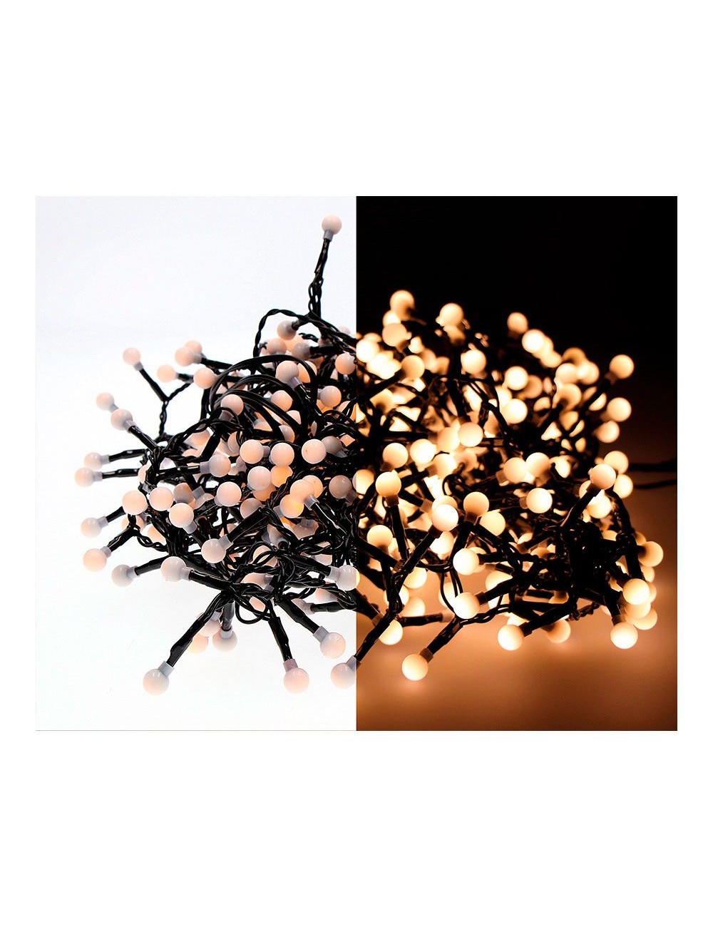 Guirnalda multifunción, uso exterior, cherry, luz cálida, cable negro, 500 leds, 11 m