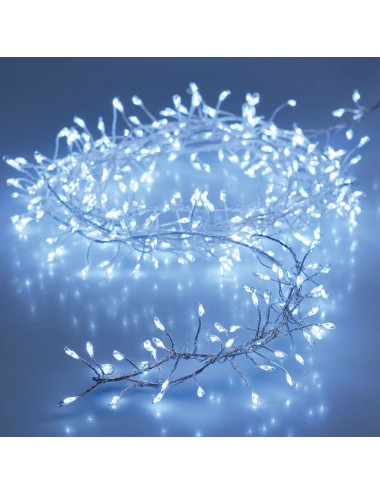 Guirnalda a pilas, función fija, uso interior, tipo espino, blanco frío, 100 leds, 1,50 m