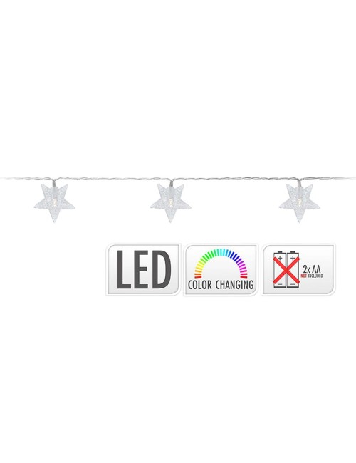 Guirnalda a pilas fija 10 leds con estrellas luz multicolor 1,3m
