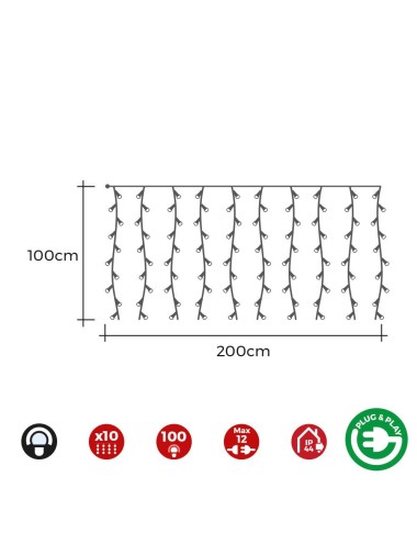 Cortina con programdor easy-connect blanco frío, 2x1m