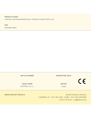 Cortina con programdor easy-connect blanco frío, 2x1m