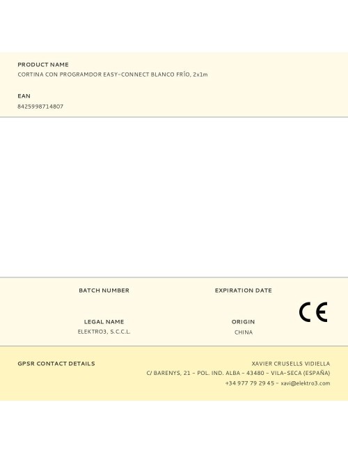 Cortina con programdor easy-connect blanco frío, 2x1m