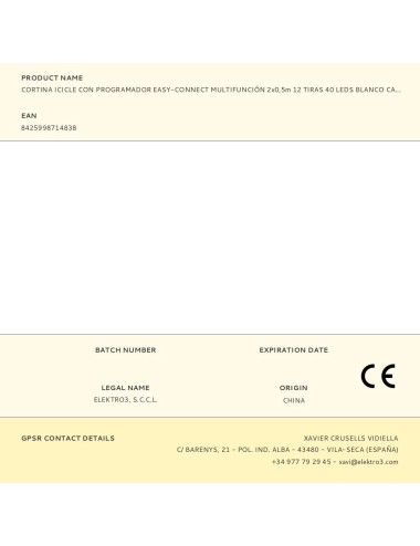 Cortina icicle con programador easy-connect multifunción 2x0,5m 12 tiras 40 leds blanco calido