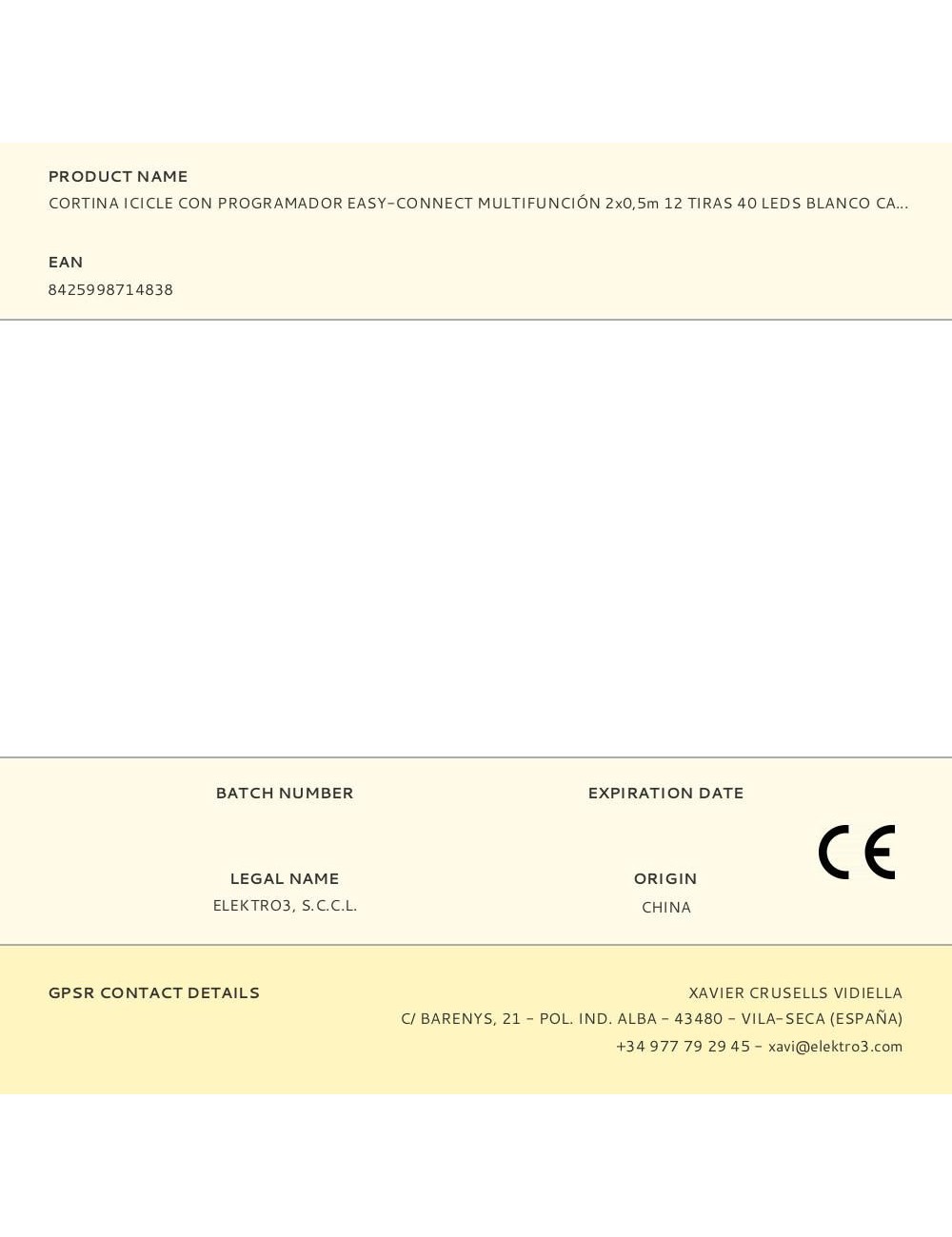 Cortina icicle con programador easy-connect multifunción 2x0,5m 12 tiras 40 leds blanco calido