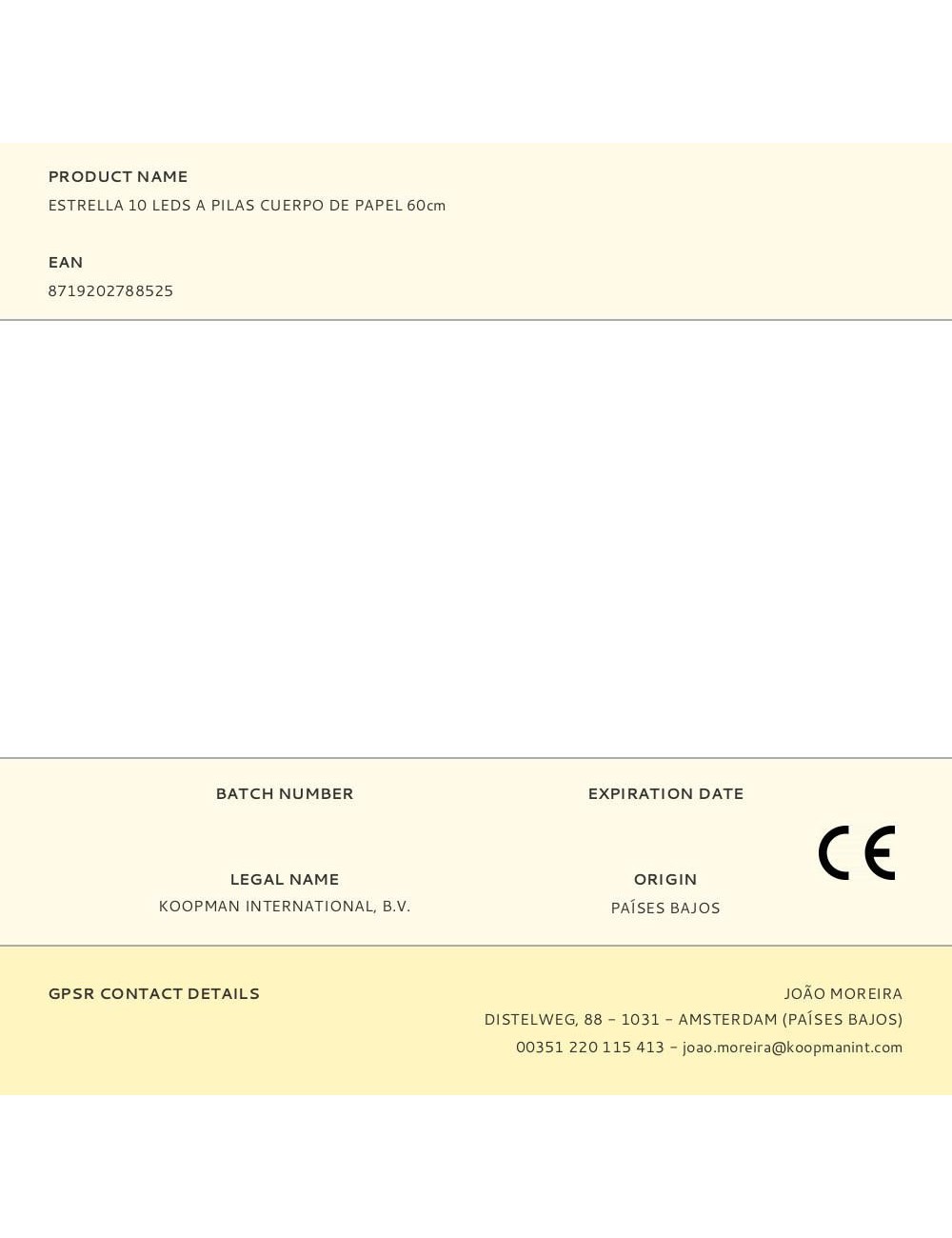 Estrella 10 leds a pilas cuerpo de papel 60cm