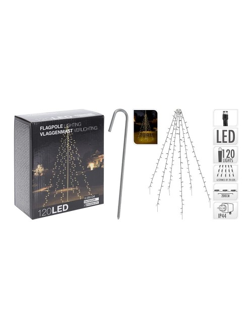 Cortina exterior, especial para arboles, blanco cálido, 120 leds, 2 m