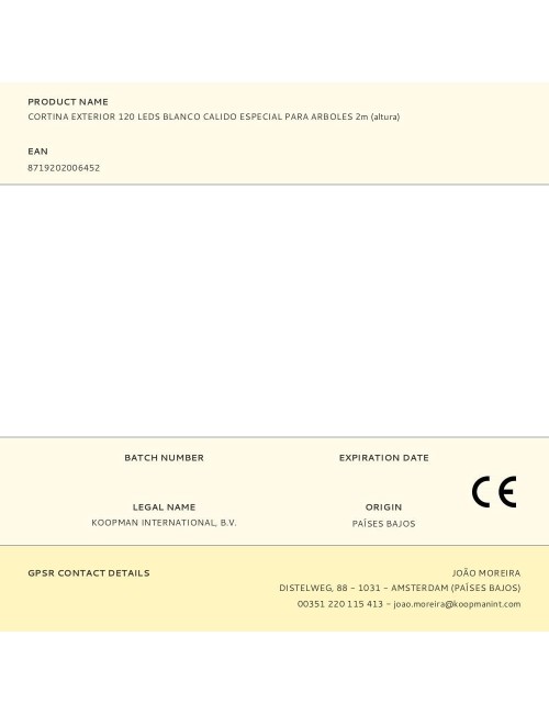 Cortina exterior, especial para arboles, blanco cálido, 120 leds, 2 m