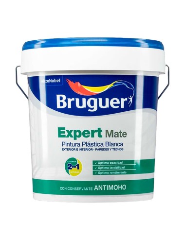 Pintura plástica acrílica estirenada interior/exterior, antimoho expert, blanco mate, 15 l