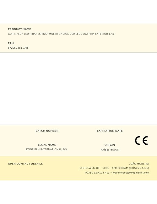 Guirnalda multifunción, uso exterior, tipo espino, luz fría, 700 leds, 14 m