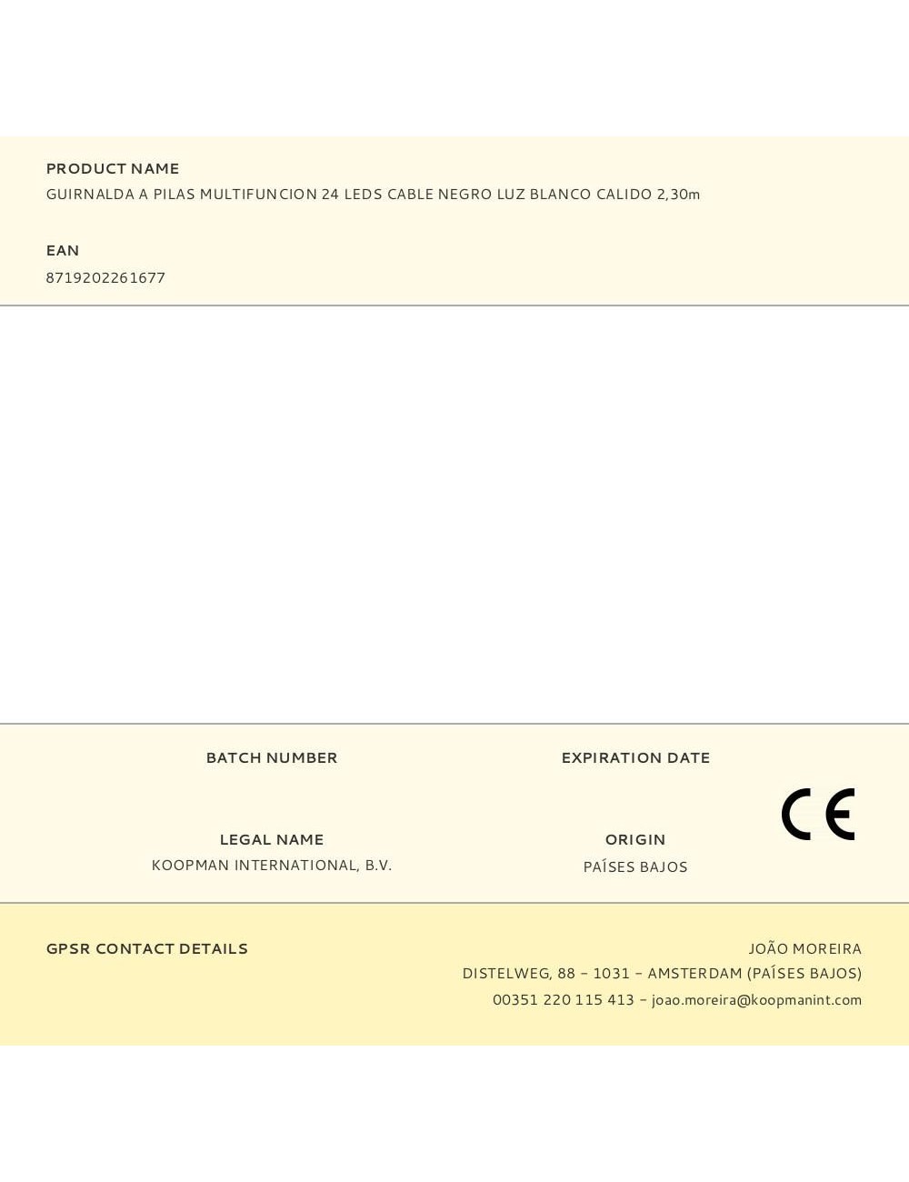 Guirnalda a pilas, multifunción, uso exterior, blanco cálido, cable negro, 24 leds, 2,30 m