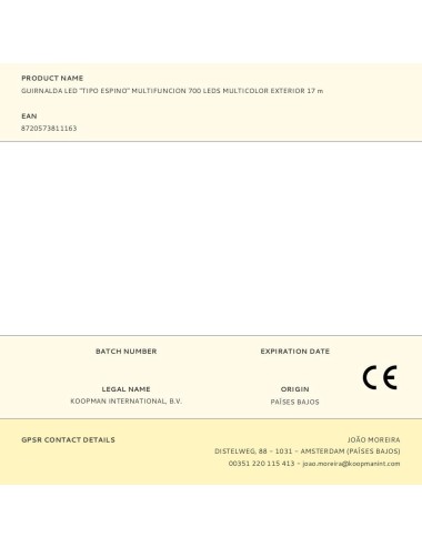 Guirnalda multifunción, uso exterior, tipo espino, multicolor, 700 leds, 17 m